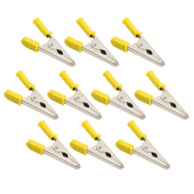 10 Pcs Crocodile Clip J.60047 20mm Opening Brass Battery Test Clamp for Electrical TestingYellow