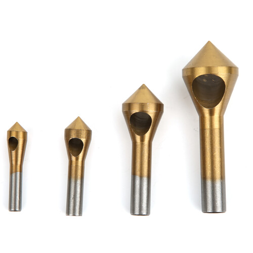 4Pcs Chamfering Device Single Inclined Hole Chamfer Cutter Deburring Drill 90 DegreesGold 2