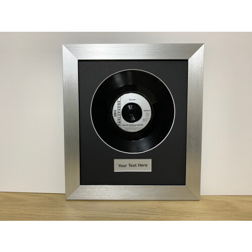 (Silver) Framed 12inch Vinyl Record: Black Mount, Personalized Title, Wall Decor (17" x 15")