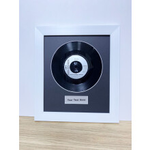 (White) Framed 12inch Vinyl Record: Black Mount, Personalized Title, Wall Decor (17" x 15")
