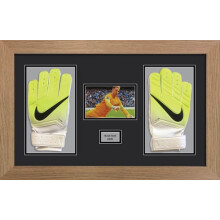 (Oak) Goalie Glove Display Case: 3D Box Frame with Photo & Title