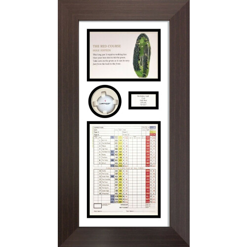 (Mahogany) Personalized Golf Photo 3D Box Frame: Scorecard & Ball Display