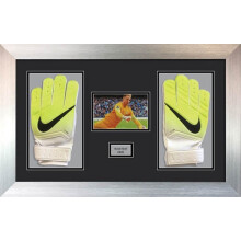 (Silver) Goalie Glove Display Case: 3D Box Frame with Photo & Title