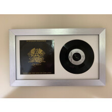 (Silver) Framed 12" Vinyl Record & Sleeve: White Mount, Choice of Frame Color (29" x 17")