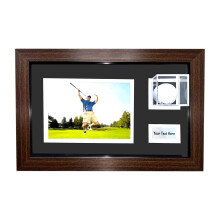 (Mahogany) 3D Acrylic Golf Ball Display Frame | Hole In One, Photo Plaque
