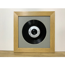 (Oak) 7 Inch Vinyl Record Frame: Grey Mount, 6 Frame Colors (11x11)