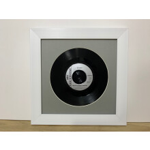 (White) 7 Inch Vinyl Record Frame: Grey Mount, 6 Frame Colors (11x11)
