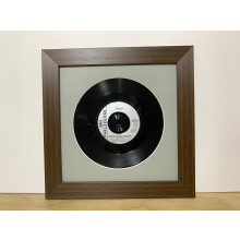 (Mahogany) 7 Inch Vinyl Record Frame: Grey Mount, 6 Frame Colors (11x11)