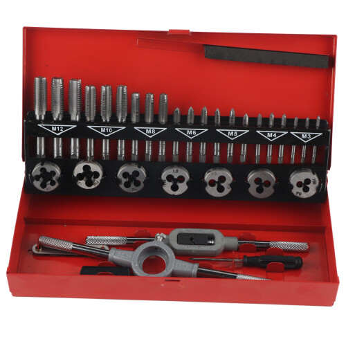 32Pcs/Set Threaded Tap and Die Set Rethread Tool Kit with Storage Bag