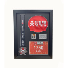 (White) Outlaw Triathlon Medal Display Frame: DIY Bib & Cap Keepsake