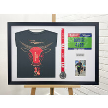 (Silver) Birmingham Marathon 2024 Medal Display Frame: Bib, T-Shirt & Photo