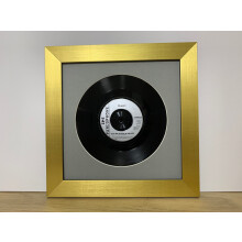 (Gold) 12inch Vinyl Record Frame: Grey Mount, 16"x16" Overall Size