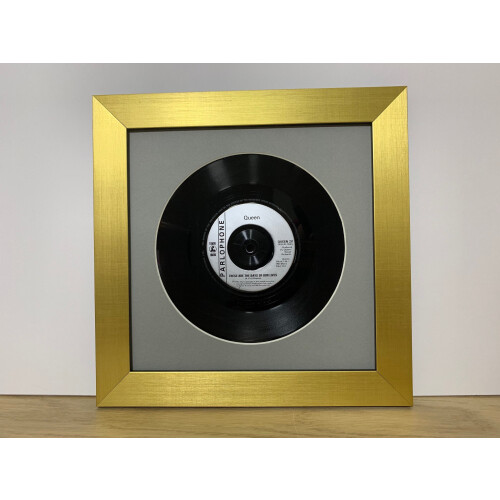 (Gold) 12inch Vinyl Record Frame: Grey Mount, 16"x16" Overall Size