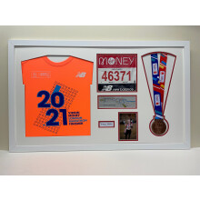 (Silver) London Marathon 2023/24 Medal Display Frame: Bib, T-Shirt & Photo