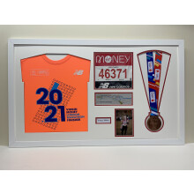 (Oak) London Marathon 2023/24 Medal Display Frame: Bib, T-Shirt & Photo