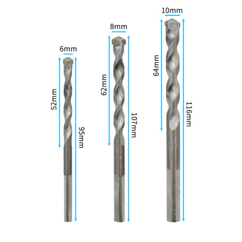 3pcs Triangle Shaft Electric Hammer Drill Bit Set Grooving Tools Concrete Drilling Bit 2