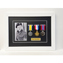 (Oak, Black) Military Medal Display Frame: Photo & Title, WW1 WW2 Medals (41cm x 31cm)