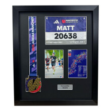 (Gold, Black) Manchester Marathon Medal Frame: Bib, Map, Photo DIY Display