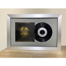 (Silver) Framed 7-Inch Vinyl Record & Sleeve: Grey Mount, Choice of Frame Color (17.75" x 12")