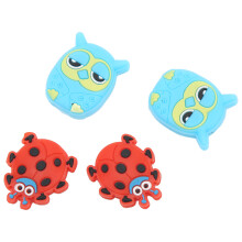 4PCS Dampers en Gel de Silice pour raquette de tennis, motifs animaux cartoon, Rouge Coccinelle 2,7 cm, Chouette 2,8 cm