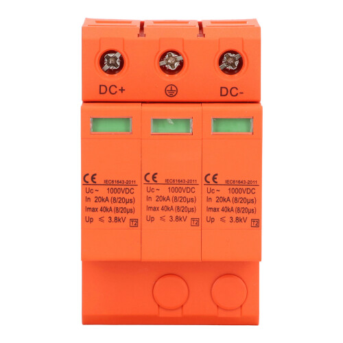 DC Surge Protector Visual Window Overheat Protection Quick Response PV Surge Protective Device 3P 40kv 1000V 1