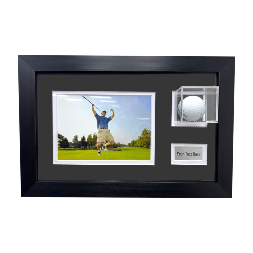 (Oak) 3D Acrylic Golf Ball Display Frame | Hole In One, Photo Plaque 1