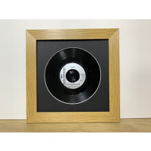 (Oak) 7-Inch Vinyl Record Frame: Black Mount, 11"x11" Frame