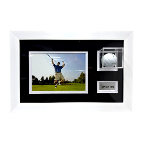 (Oak) 3D Acrylic Golf Ball Display Frame | Hole In One, Photo Plaque 2