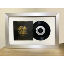 (Silver) Framed 7-Inch Vinyl Record Art: White Mount, Choice of Frame Color (17.75" x 12")