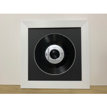 (White) 7-Inch Vinyl Record Frame: Black Mount, 11"x11" Frame