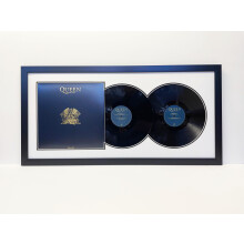 (Oak, White) 12inch double merged 2x vinyl record sleeve | 30mm wide black frame with white mount with lip | overall size is 36" x 18"