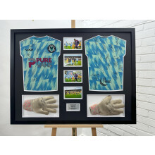 (Black) Double Football Shirt Frame: Signed Jersey & Goalie Gloves Display
