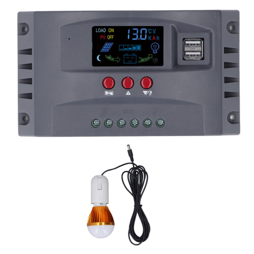 Solar Charge Controller with Light LCD MPPT Overcurrent Protection Solar Charge Controller 12V 24V 10A
