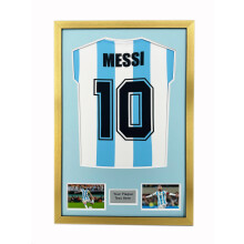 (Gold) DIY Football Shirt Frame: Black 30mm Frame, Light Blue Mount