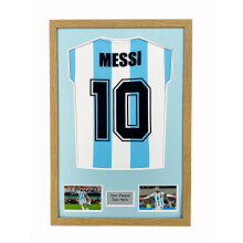 (Oak) DIY Football Shirt Frame: Black 30mm Frame, Light Blue Mount