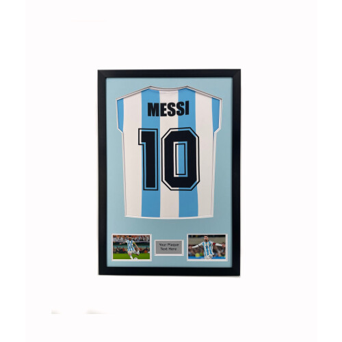 (Black) DIY Football Shirt Frame: Black 30mm Frame, Light Blue Mount