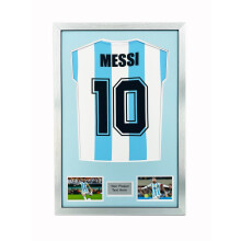 (Silver) DIY Football Shirt Frame: Black 30mm Frame, Light Blue Mount