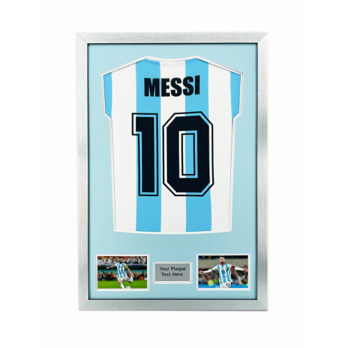 (Silver) DIY Football Shirt Frame: Black 30mm Frame, Light Blue Mount