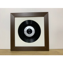 (Mahogany) 7-Inch Vinyl Record Frame: White Mount, 11"x11" Frame