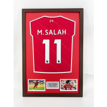 (Mahogany) DIY Football Shirt Frame: Adult Jersey Display with Red Mount