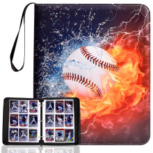 900 Pocket Baseball Card Binder, 3 Ring Trading Card Album with Sleeves, FullZip PU Cover for Collectors
