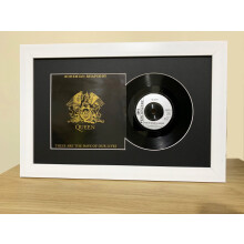 (White) Framed 12" Vinyl Record & Sleeve - Black Mount - 26x16.5"