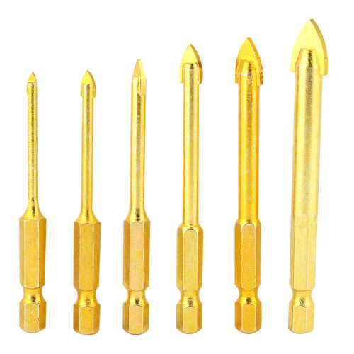 6pcs Triangular Drill Bits Hex Shank Slot Twisted Drilling Bits 3/4/5/6/8/10mm