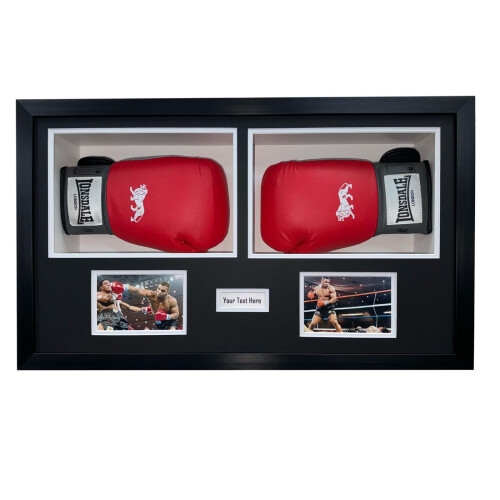 Double Boxing Glove Display Case: 5-inch Deep Black Frame