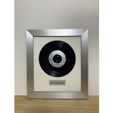 (Silver) Framed Vinyl Record Art, Personalized Title, 17x15" Frame