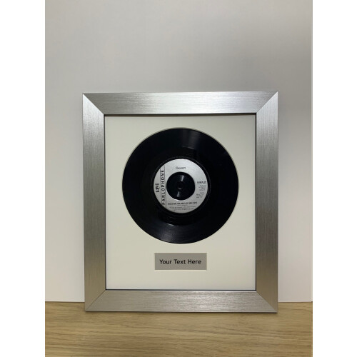 (Silver) Framed Vinyl Record Art, Personalized Title, 17x15" Frame