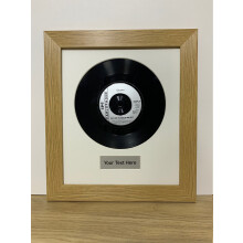(Oak) Framed Vinyl Record Art, Personalized Title, 17x15" Frame