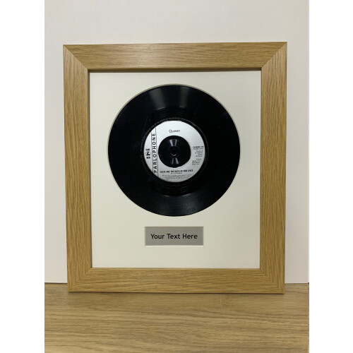 (Oak) Framed Vinyl Record Art, Personalized Title, 17x15" Frame
