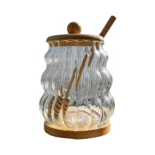 Pot de stockage en verre à haute teneur-Lignes verticales 450ml