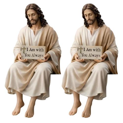 Statue de compagnon de bureau en résine Christ-Un 2 pièces